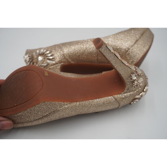 Gianni Bini Gold Rhinestone Embellished Peep Toe Stiletto Heel Platform Size 8M - Picture 10 of 14